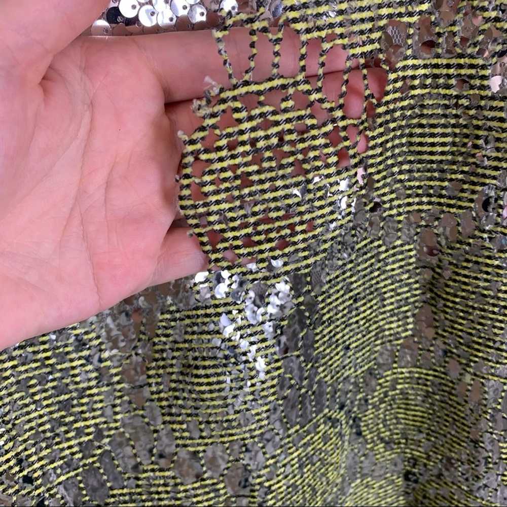 Zara Lime Green Silver Sequin Crochet Layered Sle… - image 11