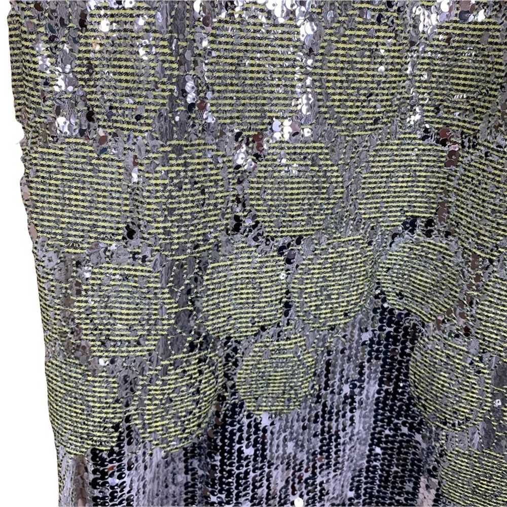 Zara Lime Green Silver Sequin Crochet Layered Sle… - image 12