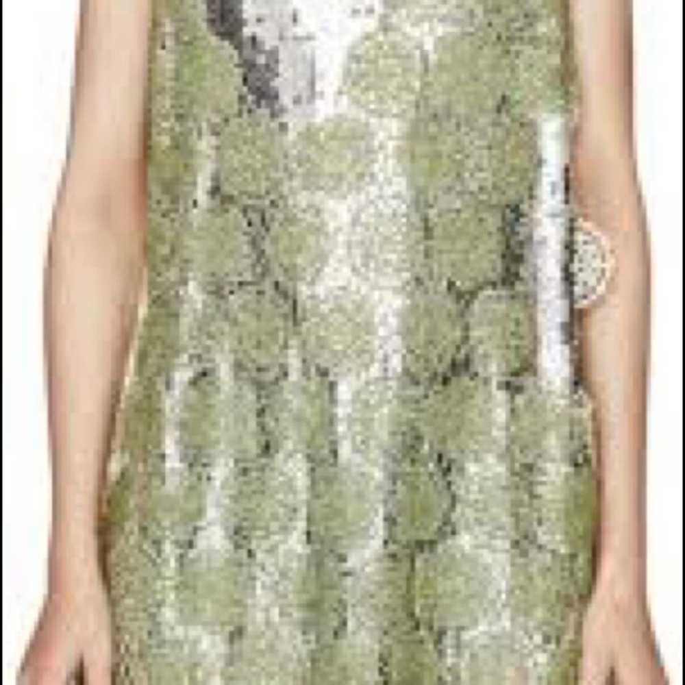 Zara Lime Green Silver Sequin Crochet Layered Sle… - image 6