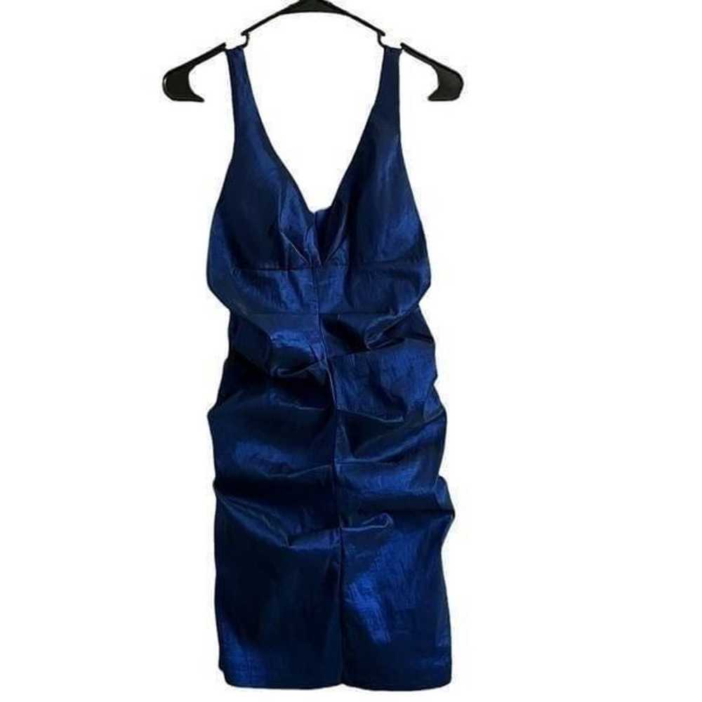 Carraz Blue Metallic Sleeveless Gathered Disco Gl… - image 1