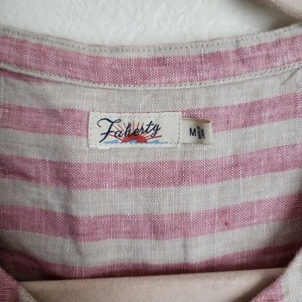 Faherty Isha Linen Pink Striped Mini Shirtdress S… - image 10