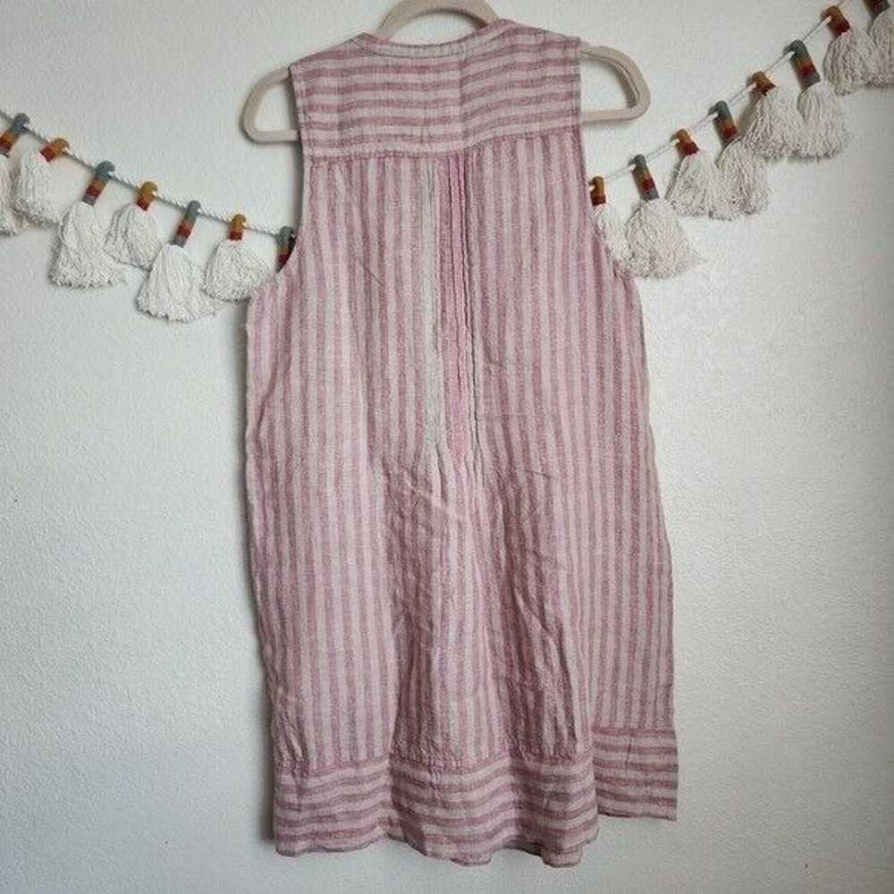 Faherty Isha Linen Pink Striped Mini Shirtdress S… - image 4