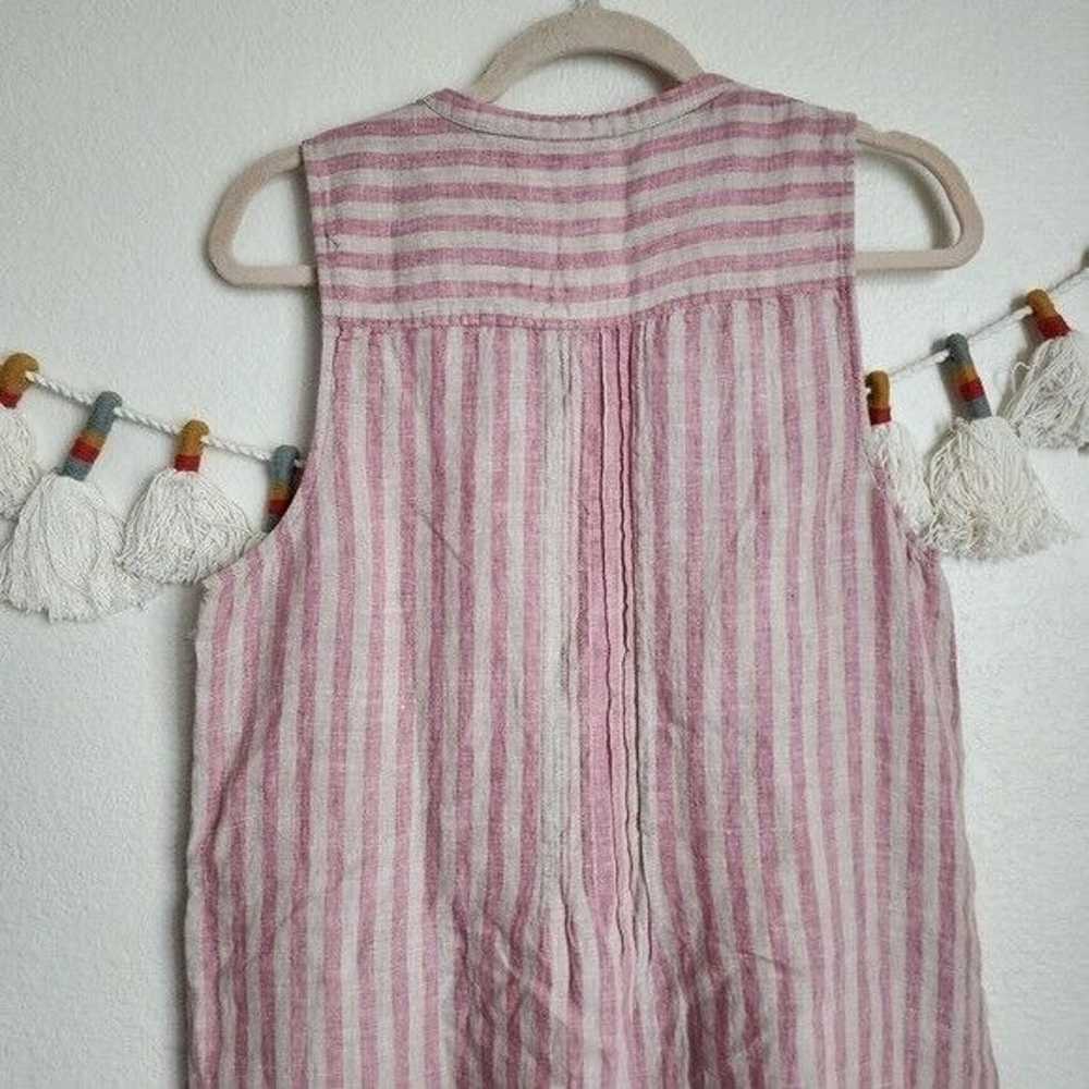 Faherty Isha Linen Pink Striped Mini Shirtdress S… - image 5