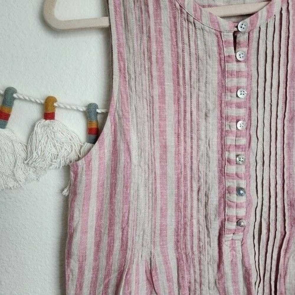 Faherty Isha Linen Pink Striped Mini Shirtdress S… - image 6