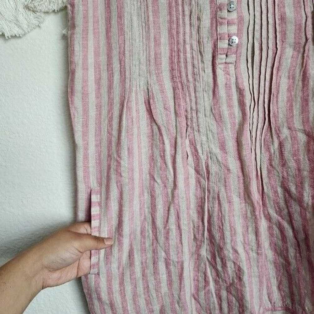 Faherty Isha Linen Pink Striped Mini Shirtdress S… - image 7