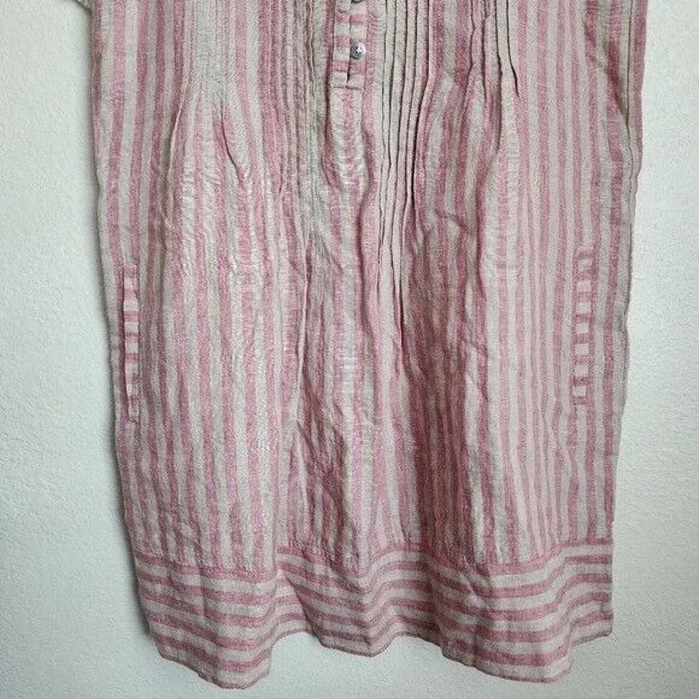 Faherty Isha Linen Pink Striped Mini Shirtdress S… - image 8