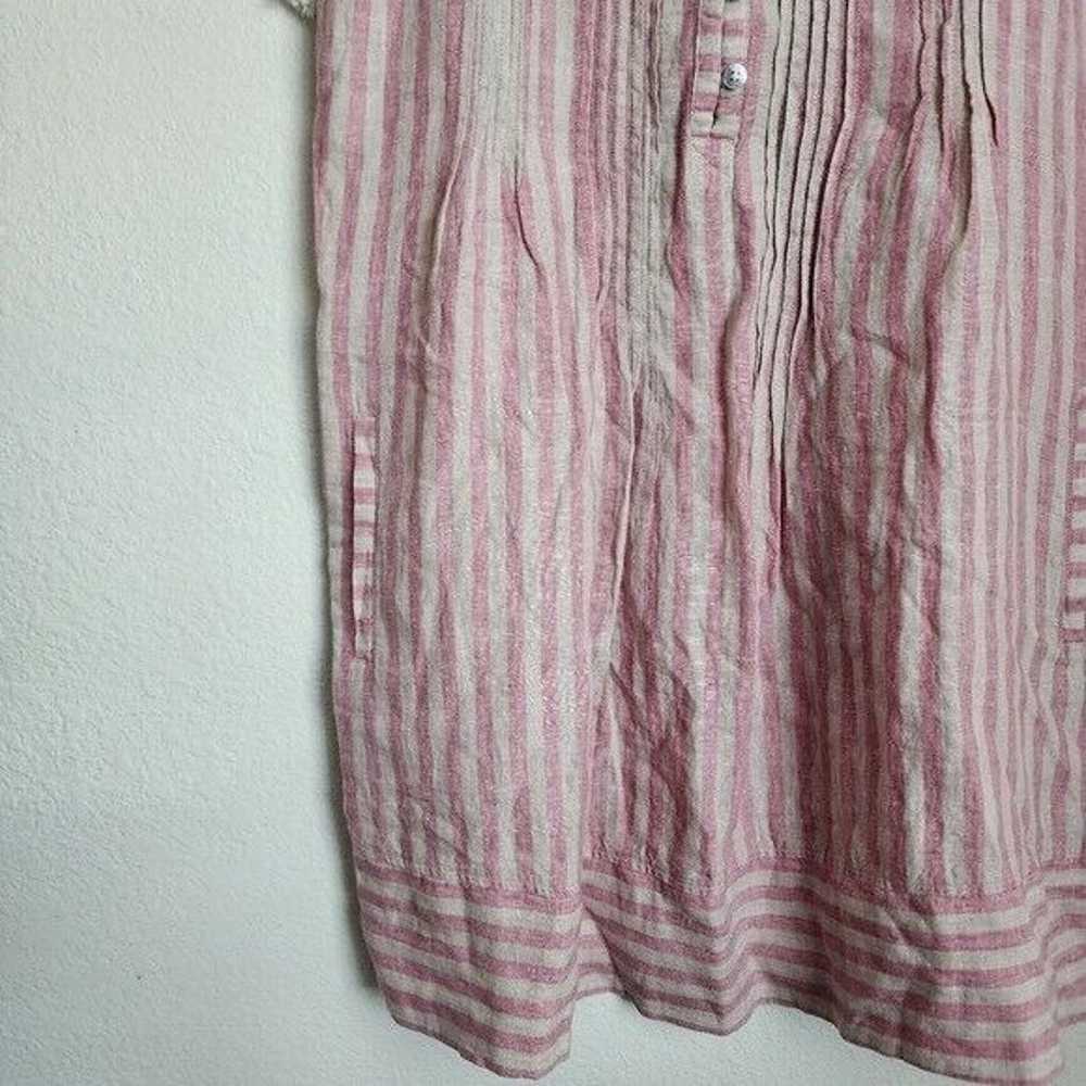 Faherty Isha Linen Pink Striped Mini Shirtdress S… - image 9