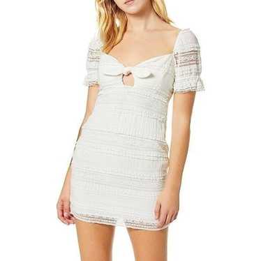 Show Me Your MuMu White Puff Sleeve Sheer Midi Dr… - image 1