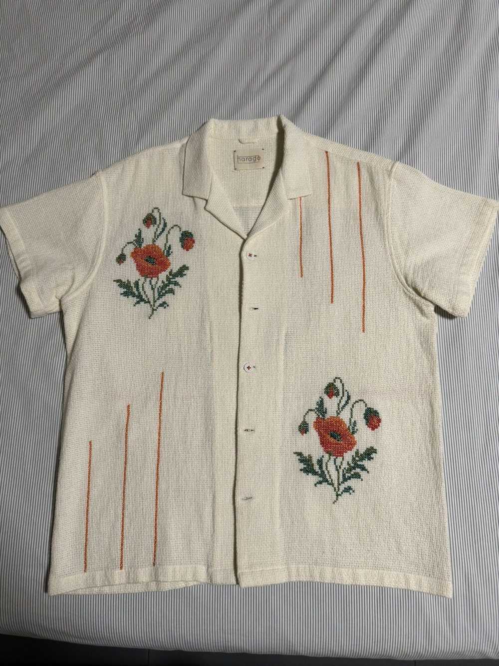 Harago Harago Cross Stitch Embroidered Shirt - image 1