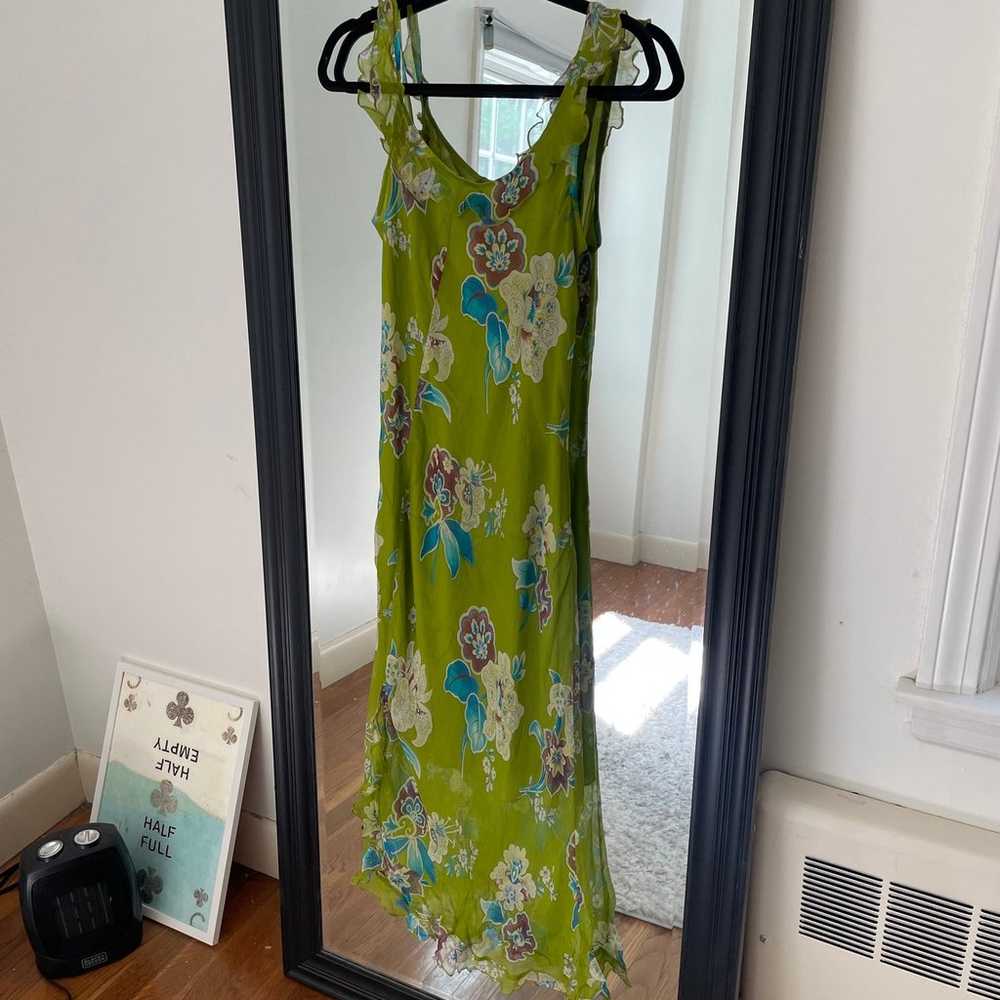 Vintage Light Green Floral Printed Sleeveless Mid… - image 3