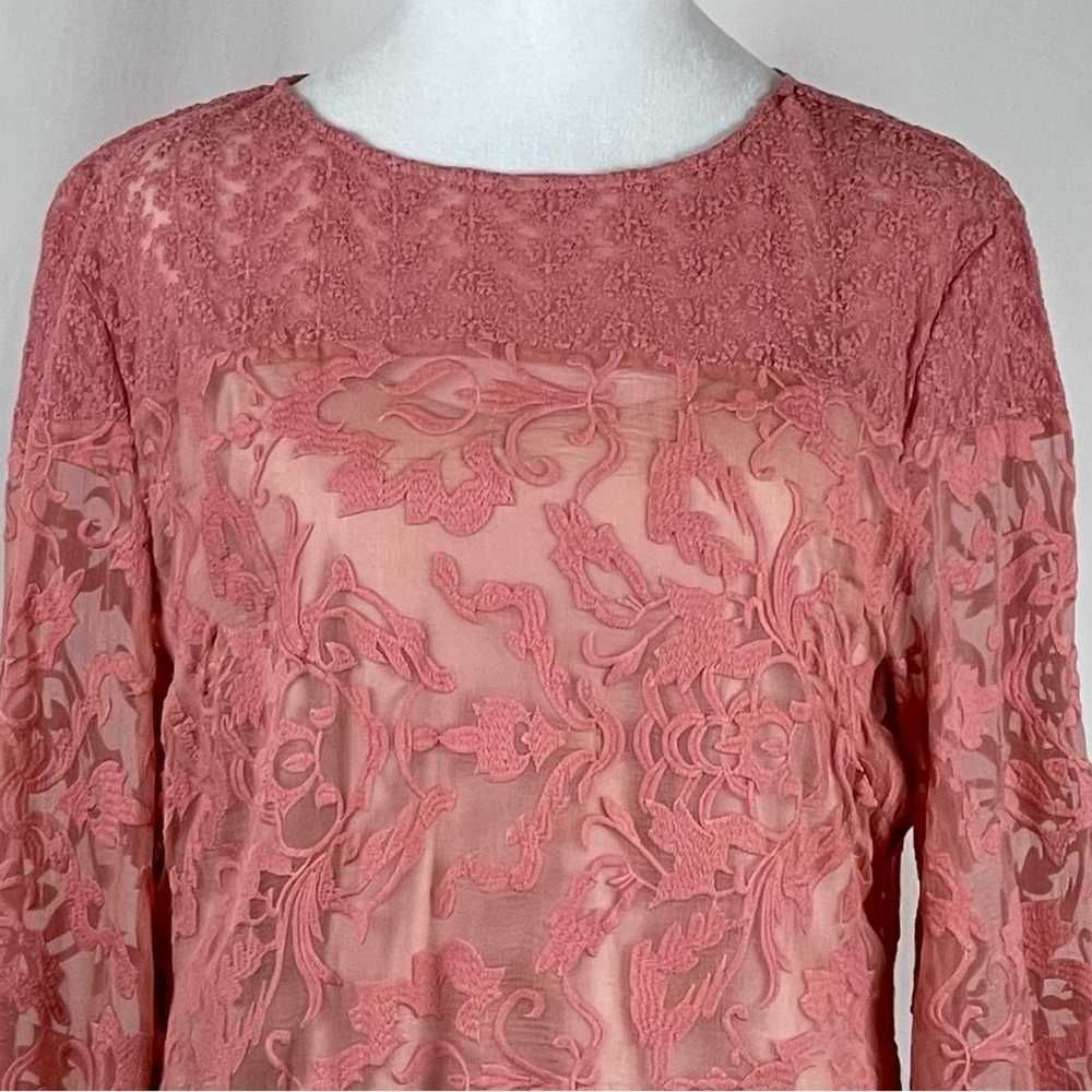 Sundance Coral Floral Embroidered Silk CottageCor… - image 3