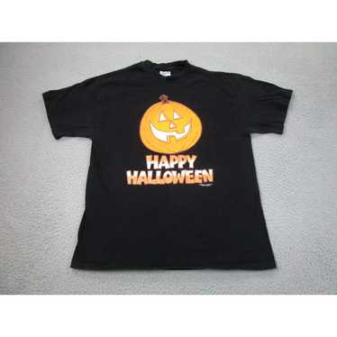 Hanes VINTAGE Halloween Shirt Mens L Black Orange… - image 1