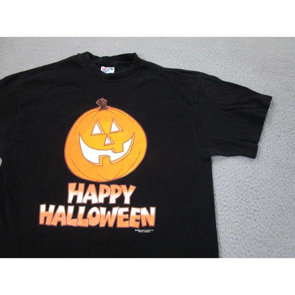 Hanes VINTAGE Halloween Shirt Mens L Black Orange… - image 2