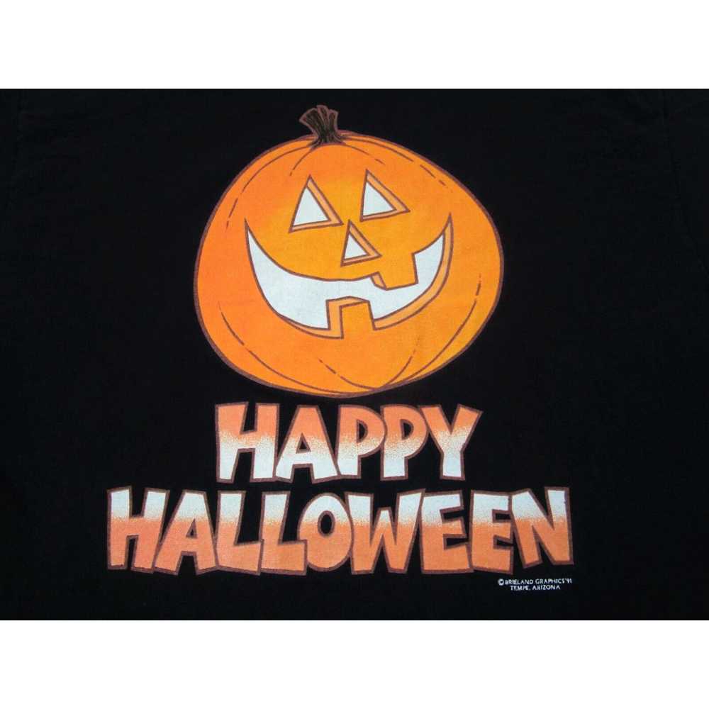 Hanes VINTAGE Halloween Shirt Mens L Black Orange… - image 3