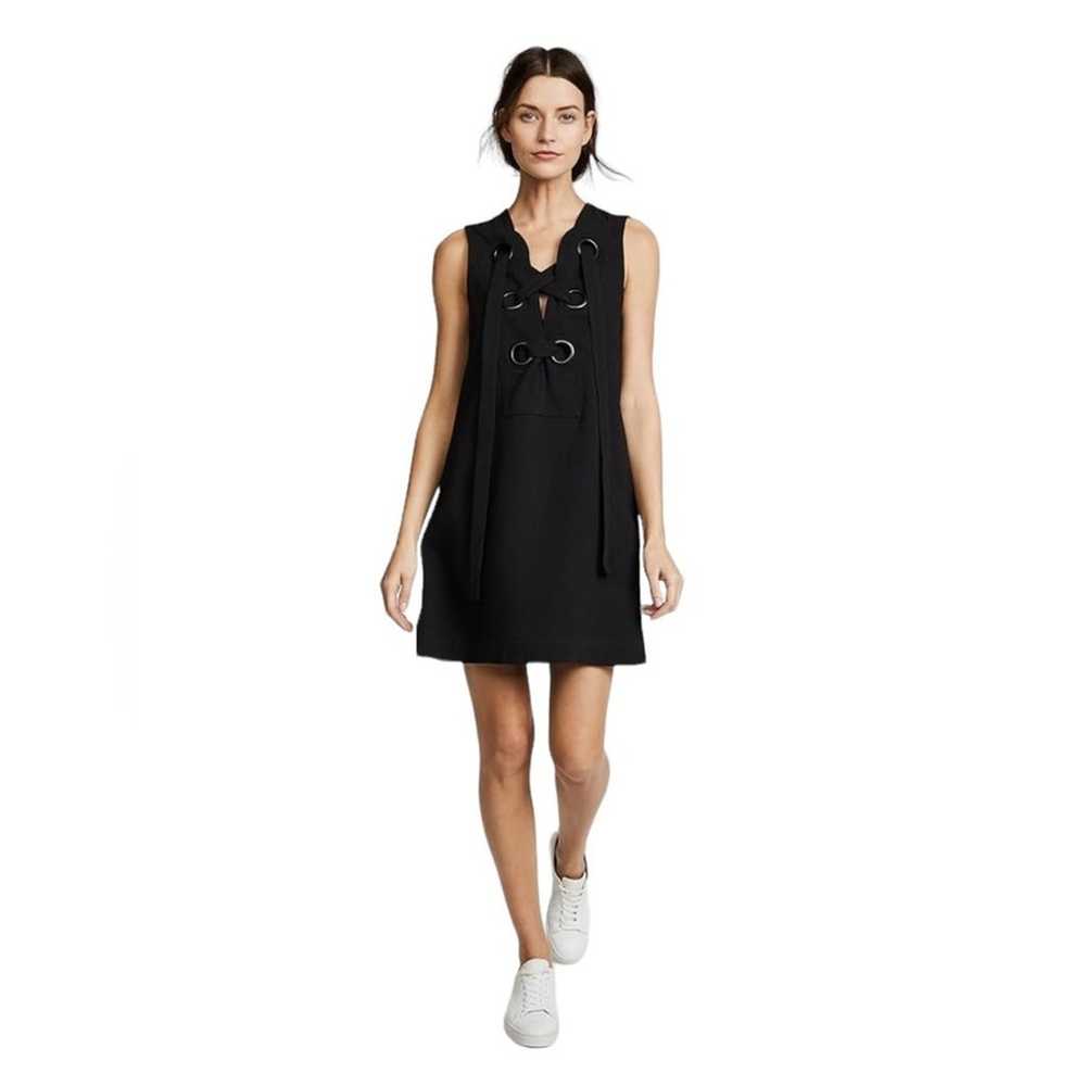 English Factory Lace Up Front Dress Black Crepe S… - image 2