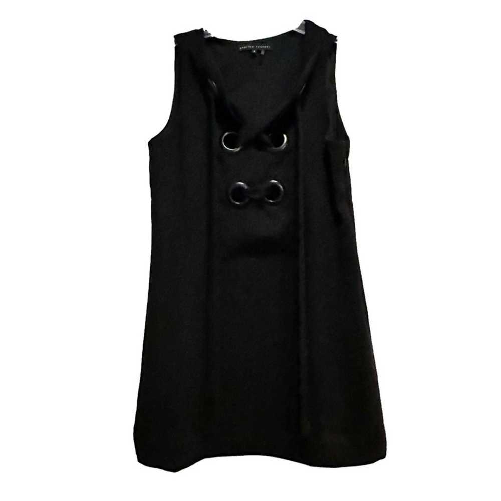 English Factory Lace Up Front Dress Black Crepe S… - image 4