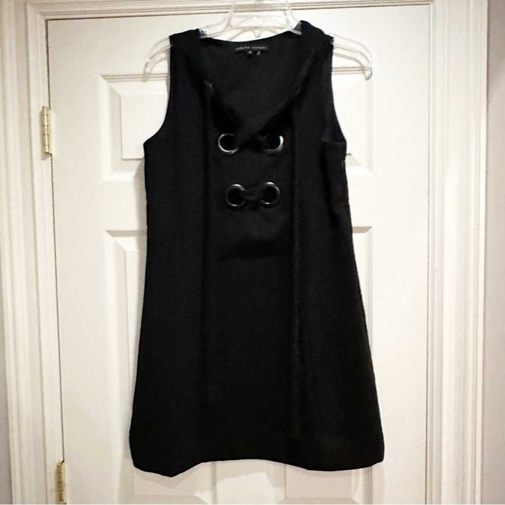 English Factory Lace Up Front Dress Black Crepe S… - image 7