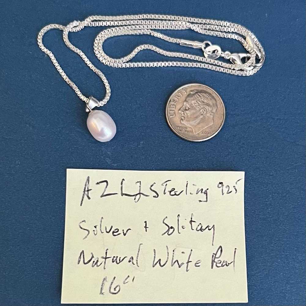 Sterling Silver AZLT White Solitary Pearl & Sterl… - image 11