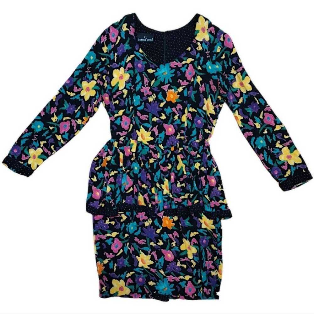 Carole Little Floral Print Midi Dress, 80s Vintag… - image 2