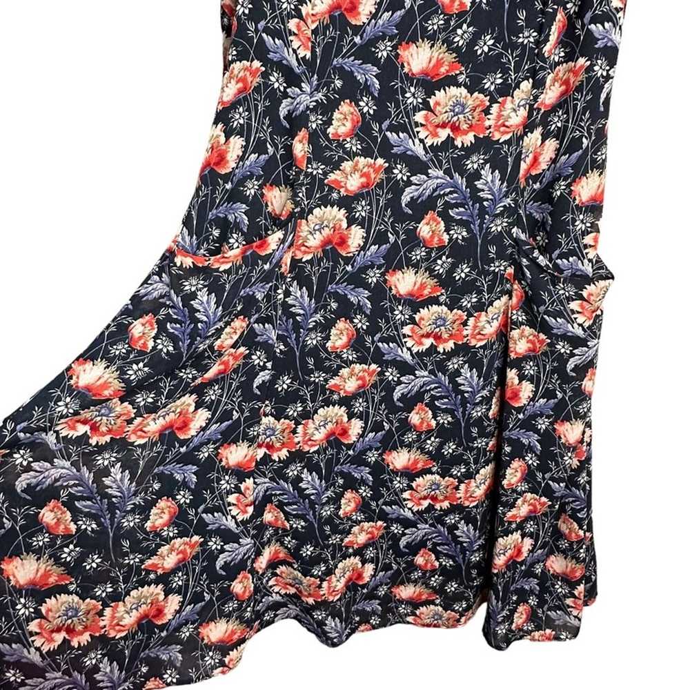 Zara Floral Chiffon Midi Dress with Pockets Elbow… - image 3