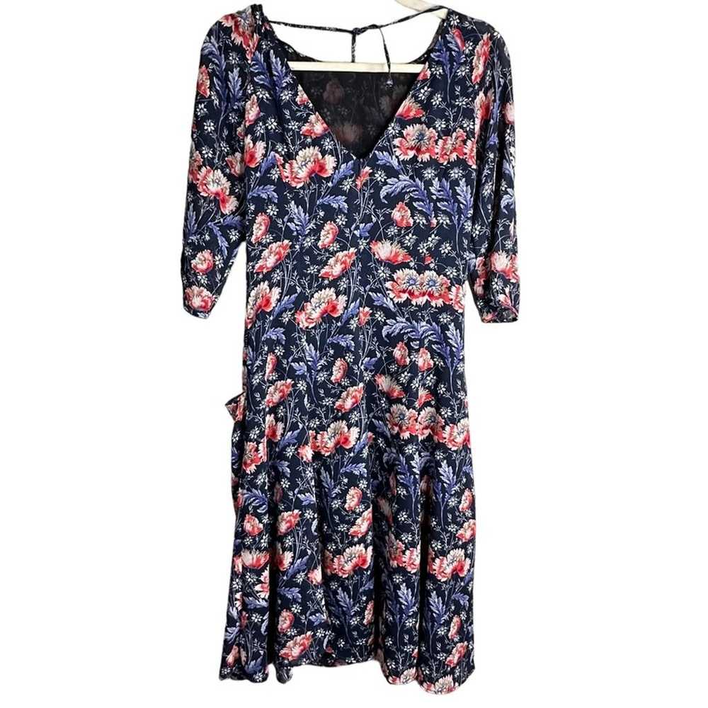 Zara Floral Chiffon Midi Dress with Pockets Elbow… - image 4