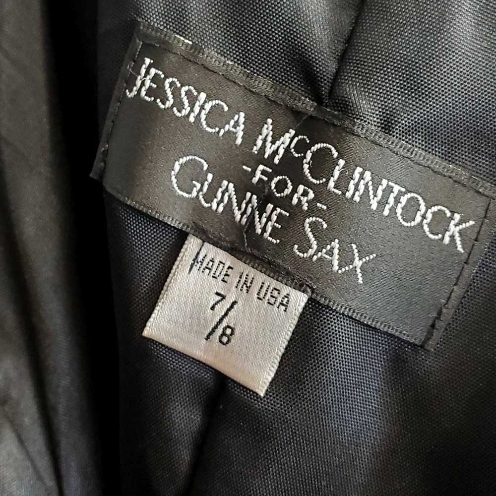 Jessica Mcclintock Gunne Sax Dress Black Satin Wh… - image 3
