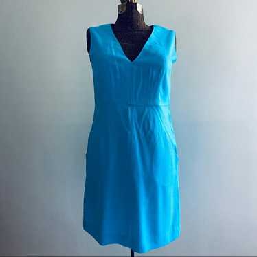 DVF blue v neck dress