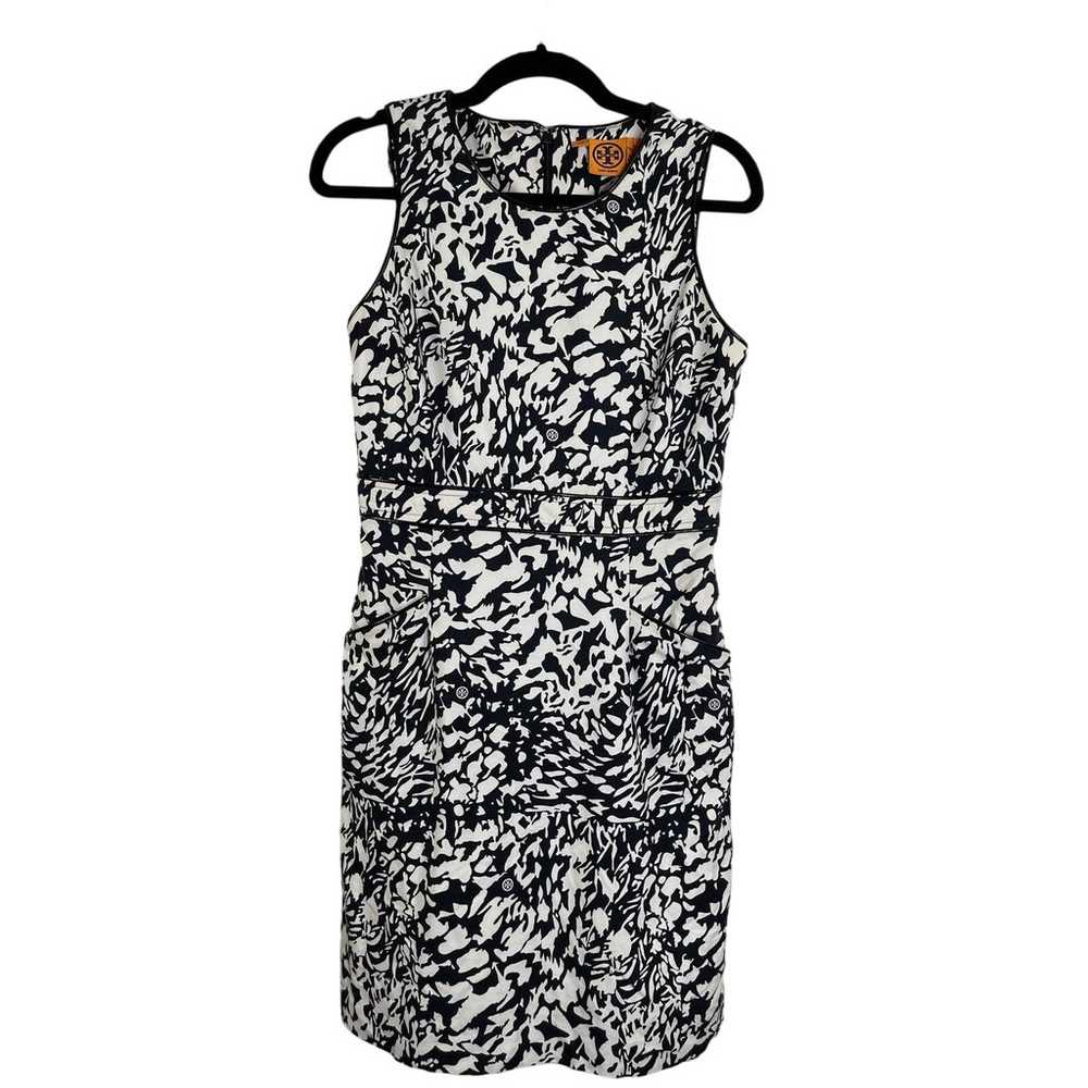 Tory Burch Black White Floral Sleeveless Abstract… - image 1
