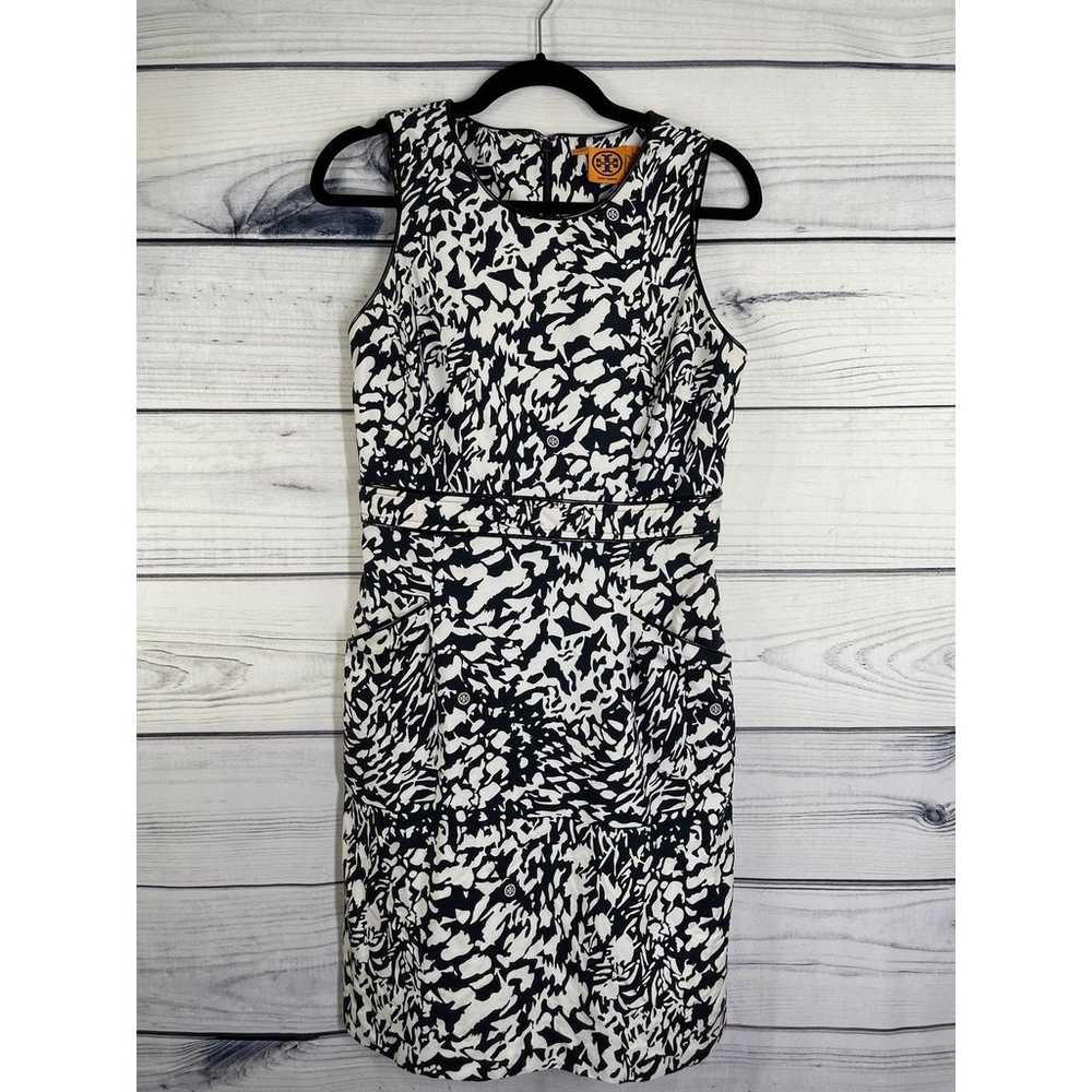 Tory Burch Black White Floral Sleeveless Abstract… - image 8