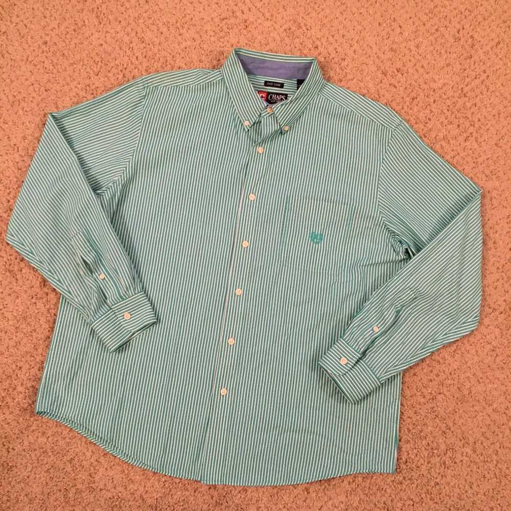 Chaps Chaps Easy Care Button Up Shirt Mens XL Gre… - image 2