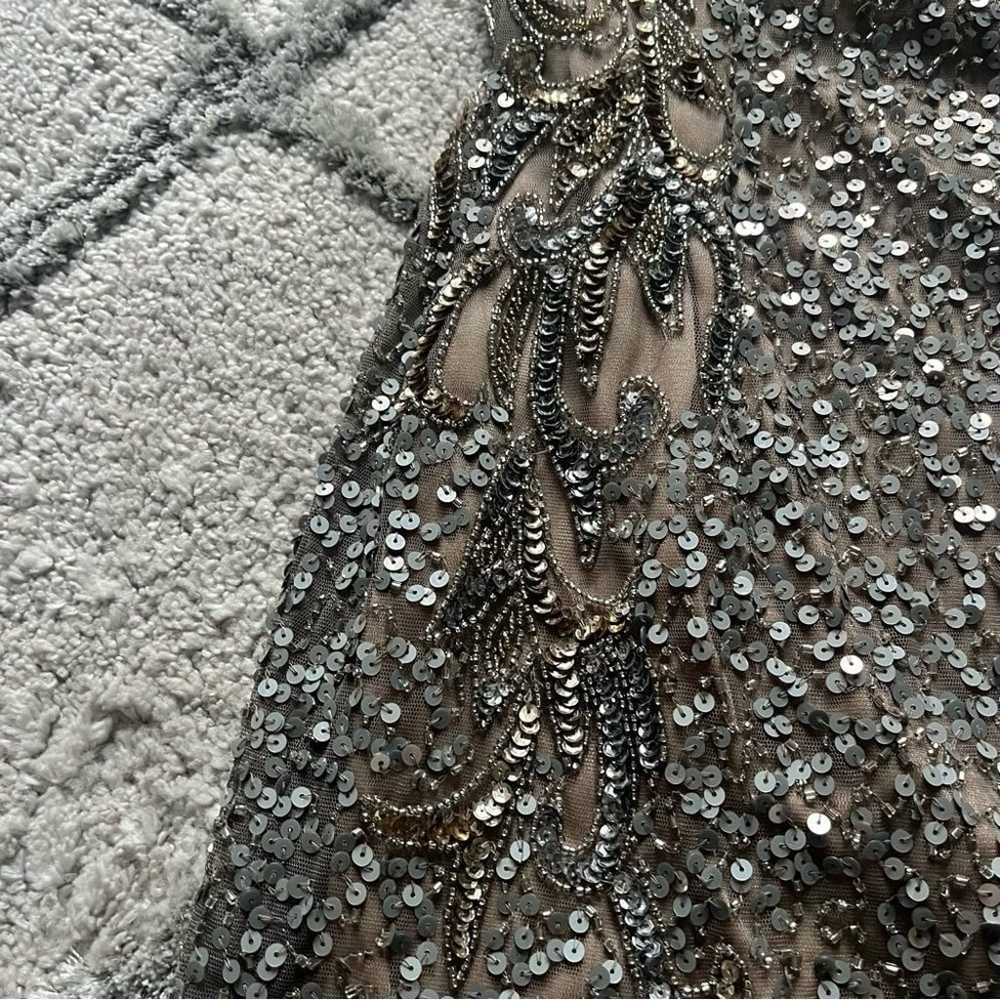 Scala sequin tan nude gray mini dress high neck p… - image 9