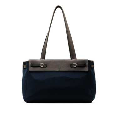 Blue Hermès Toile and Vache Calf Leather Herbag Ca