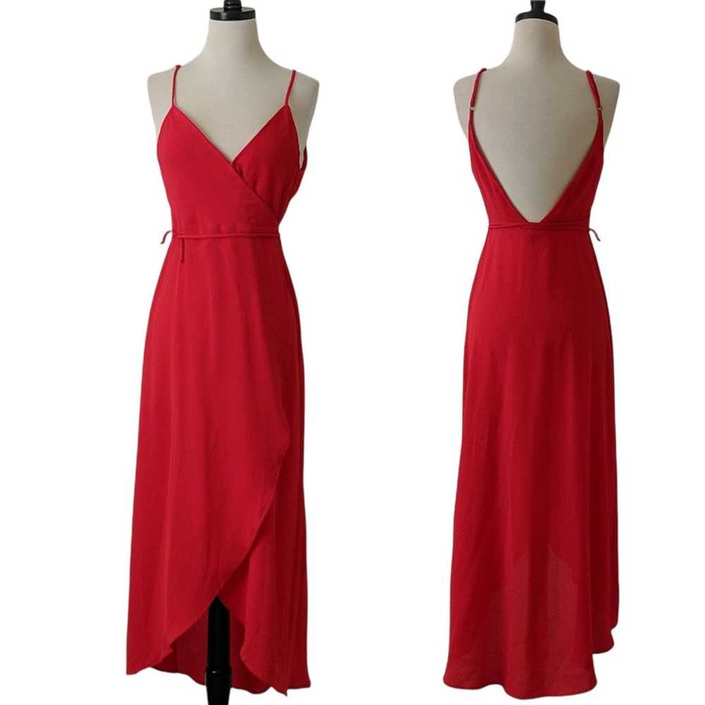 Show Me Your MuMu Meghan Wrap Dress Red Pebble Wo… - image 1