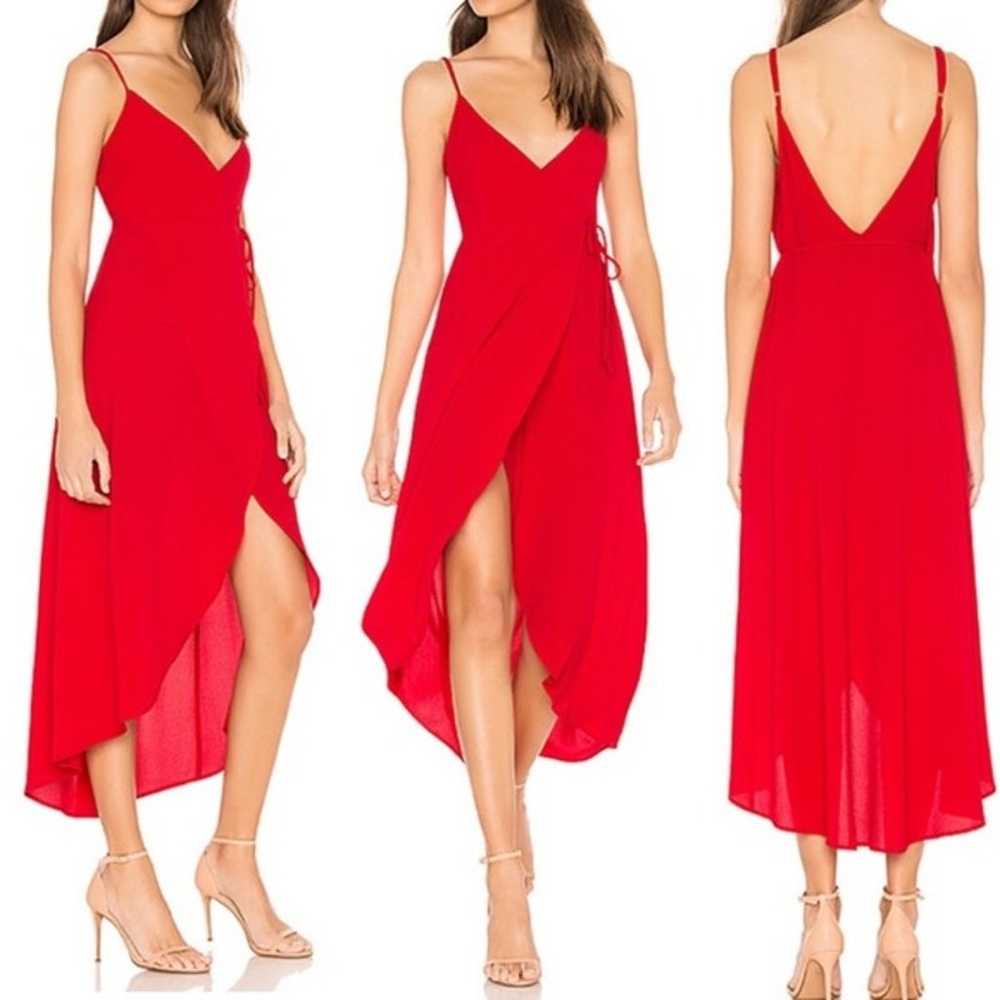 Show Me Your MuMu Meghan Wrap Dress Red Pebble Wo… - image 2