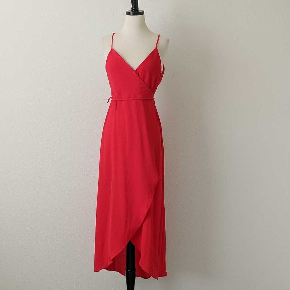 Show Me Your MuMu Meghan Wrap Dress Red Pebble Wo… - image 3