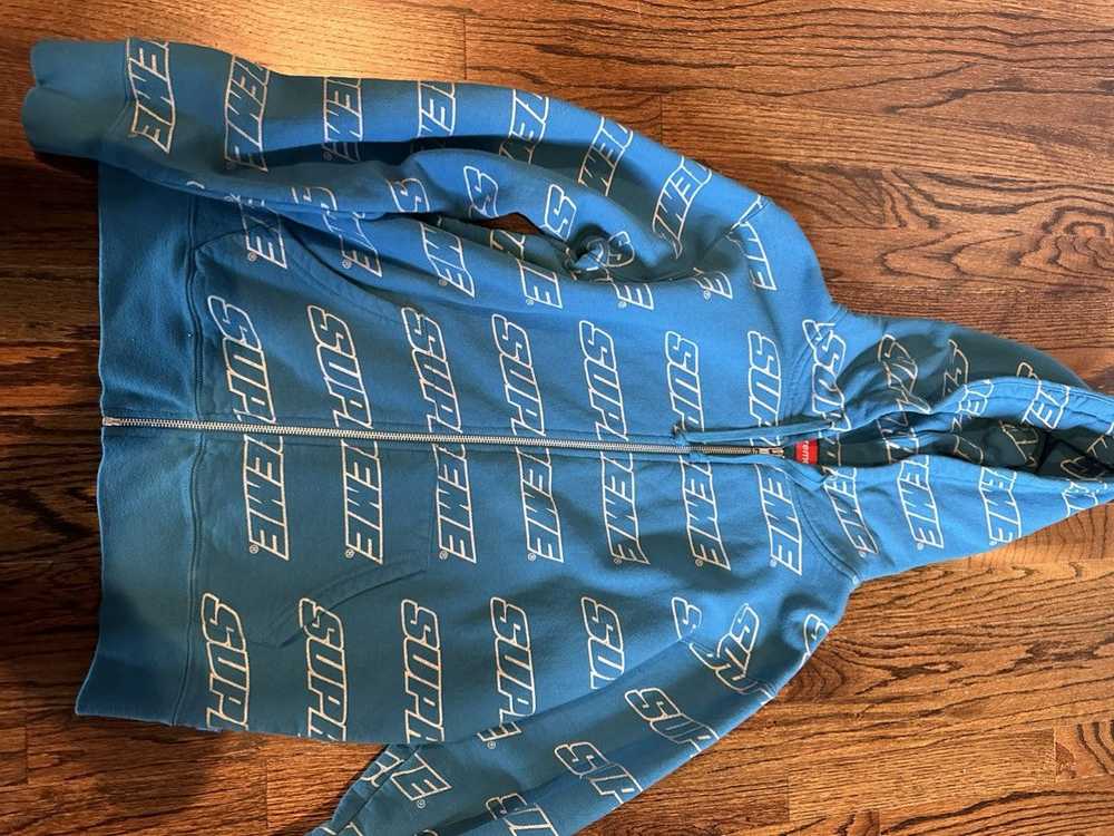 Supreme Supreme Repeat Zip Up Hoodie SS18 Dark Aq… - image 1