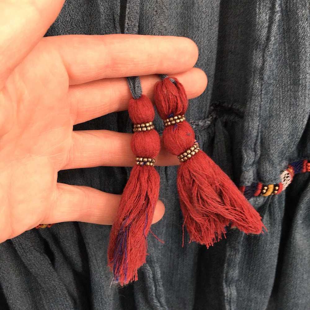 Zara ZARA WOMAN Boho Beaded Ruffled Tassel Tie-Fr… - image 3