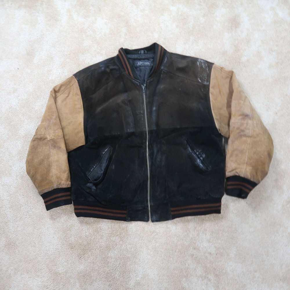 Basic Editions Vintage Leather Varsity Jacket Men… - image 1