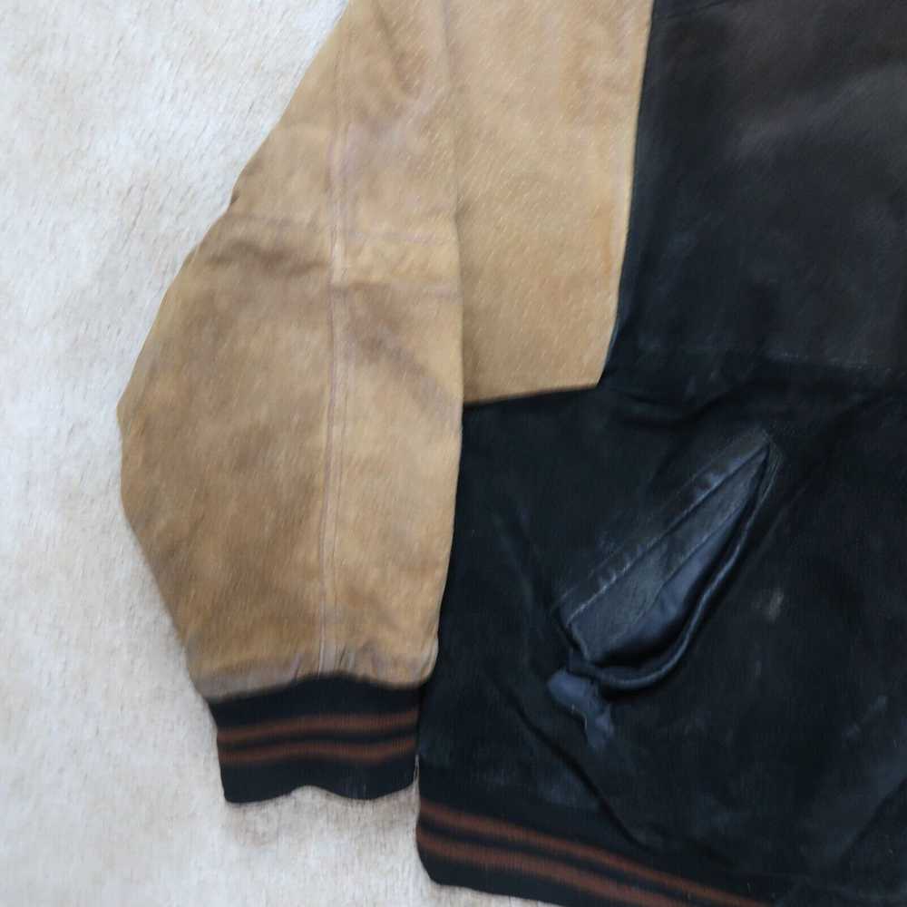 Basic Editions Vintage Leather Varsity Jacket Men… - image 2