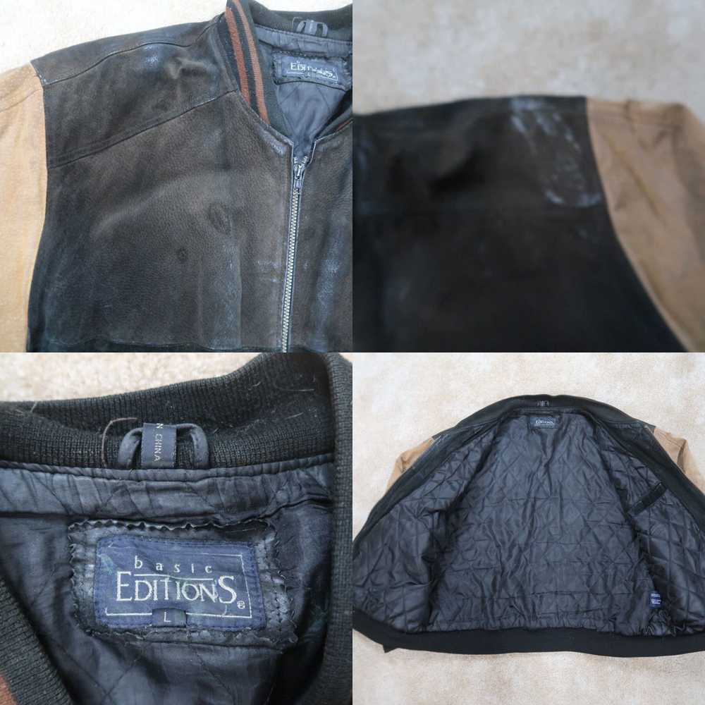 Basic Editions Vintage Leather Varsity Jacket Men… - image 4