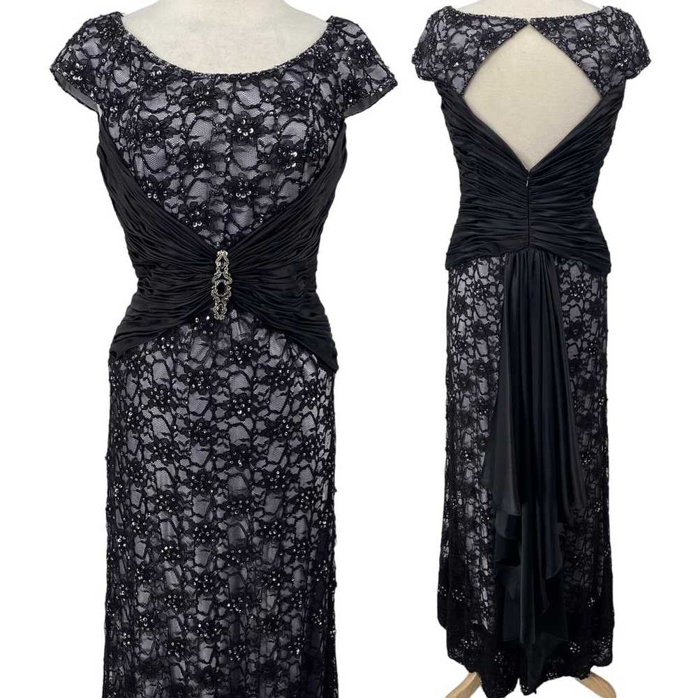 Jovani Evening Gown Formal Maxi Dress Beaded Flor… - image 1