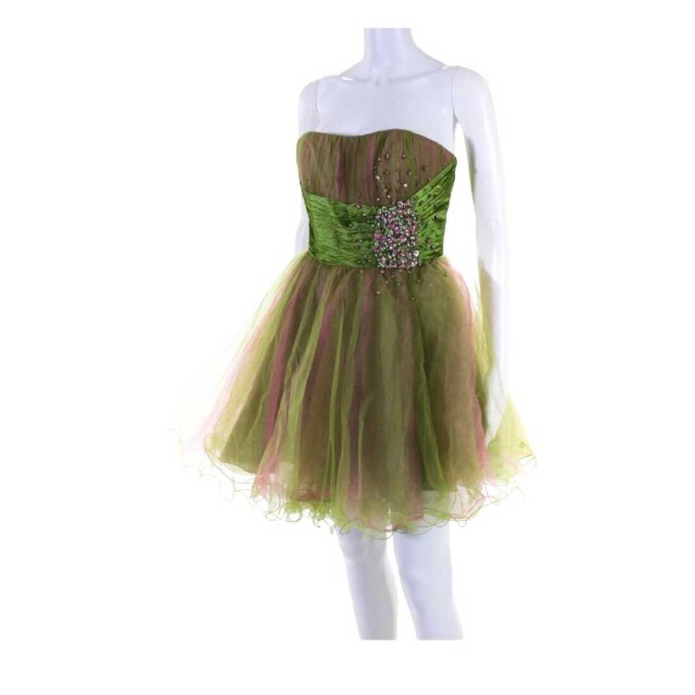 Sherri Hill Prom Dress Size XS Green Pink Rhinest… - image 3