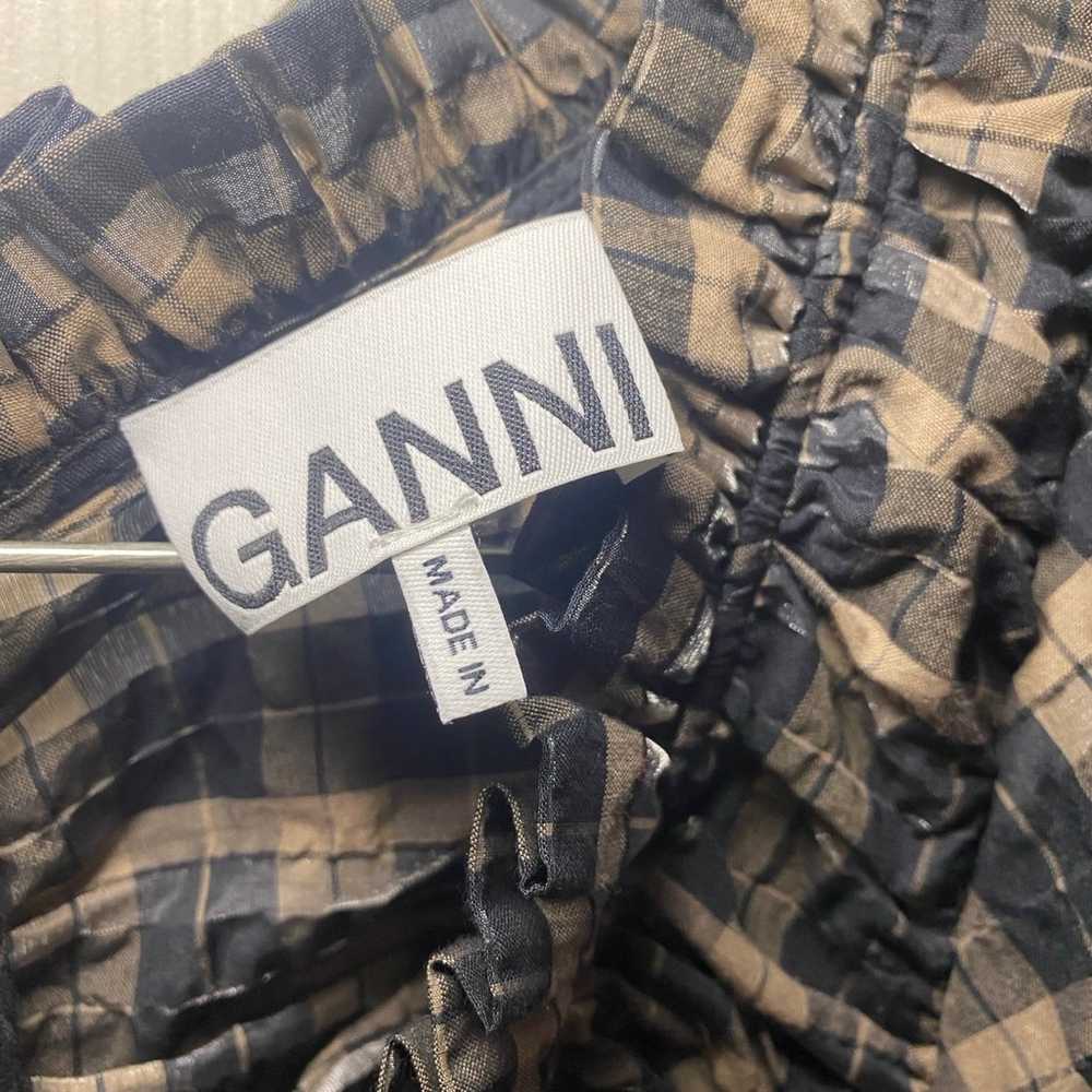 New GANNI Seersucker Check Puff-Sleeve Mini Dress… - image 5