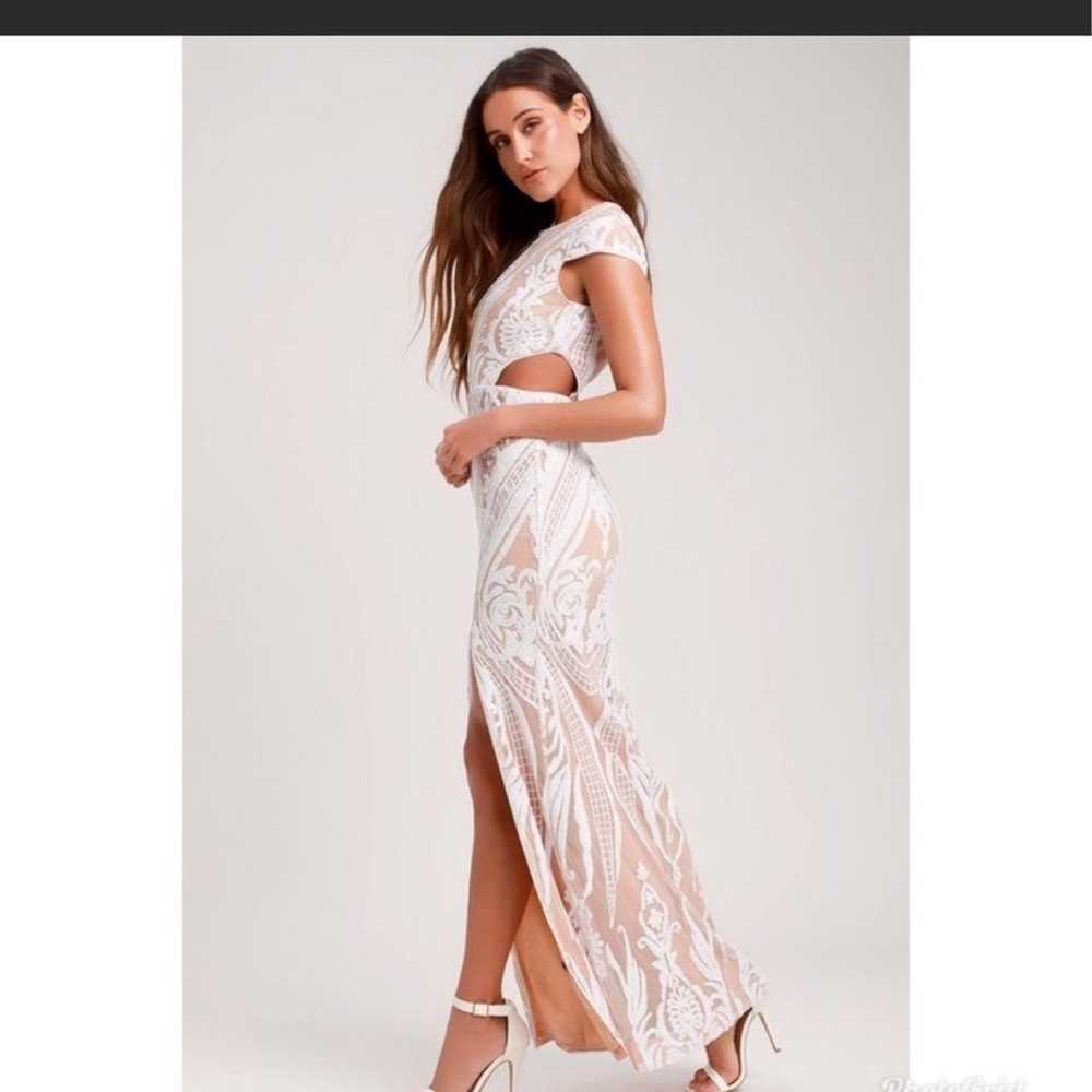 Emily white and nude sequin cutout maxi dress - image 10