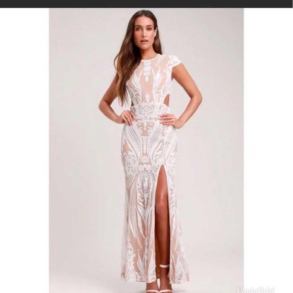 Emily white and nude sequin cutout maxi dress - image 3