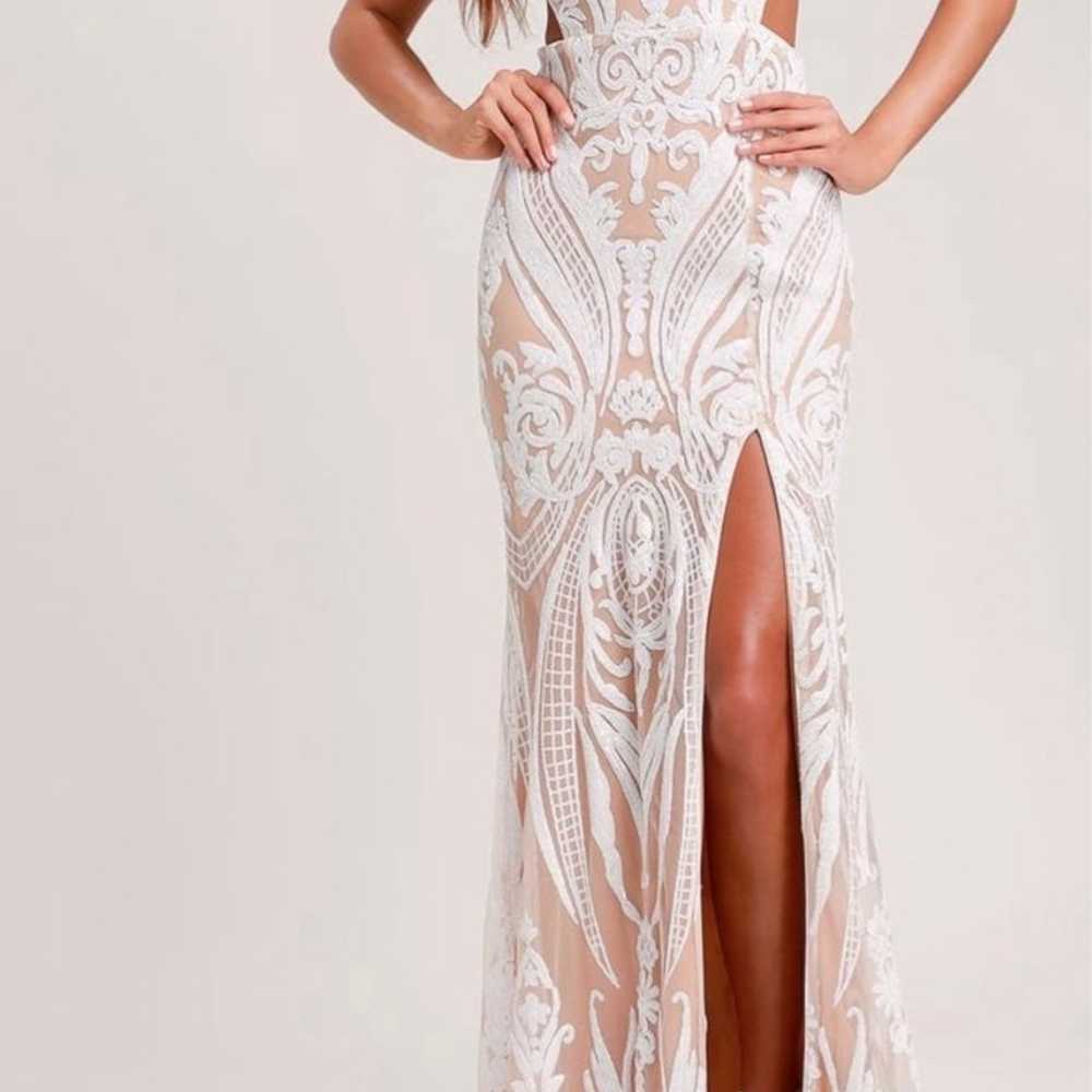 Emily white and nude sequin cutout maxi dress - image 5