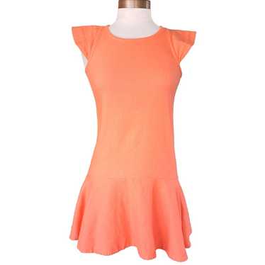 ALEXIS Bright Orange Linen Blend Mini Dress Flounc