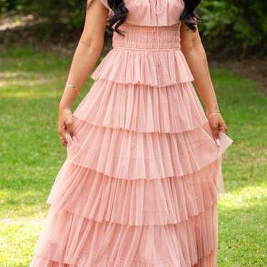 Pink ruffle maxi dress