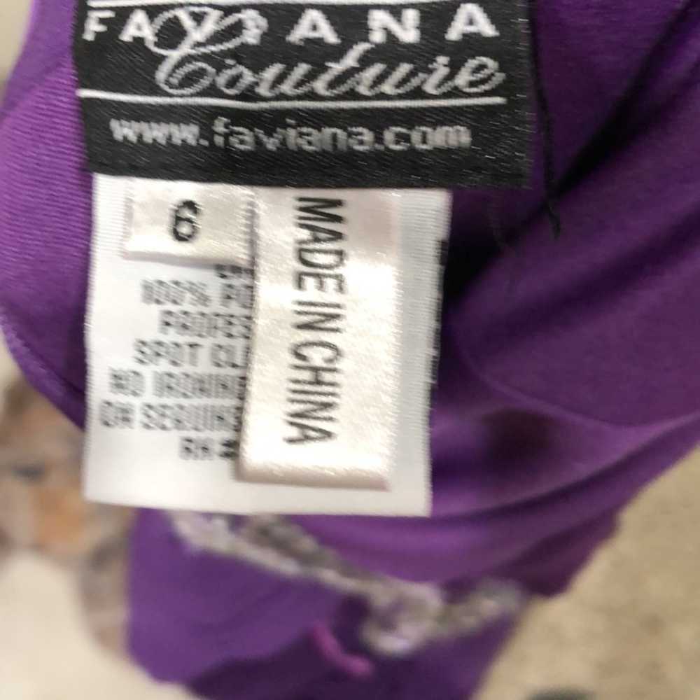 Faviana Couture Formal Maxi Dress Size 6 Purple S… - image 7