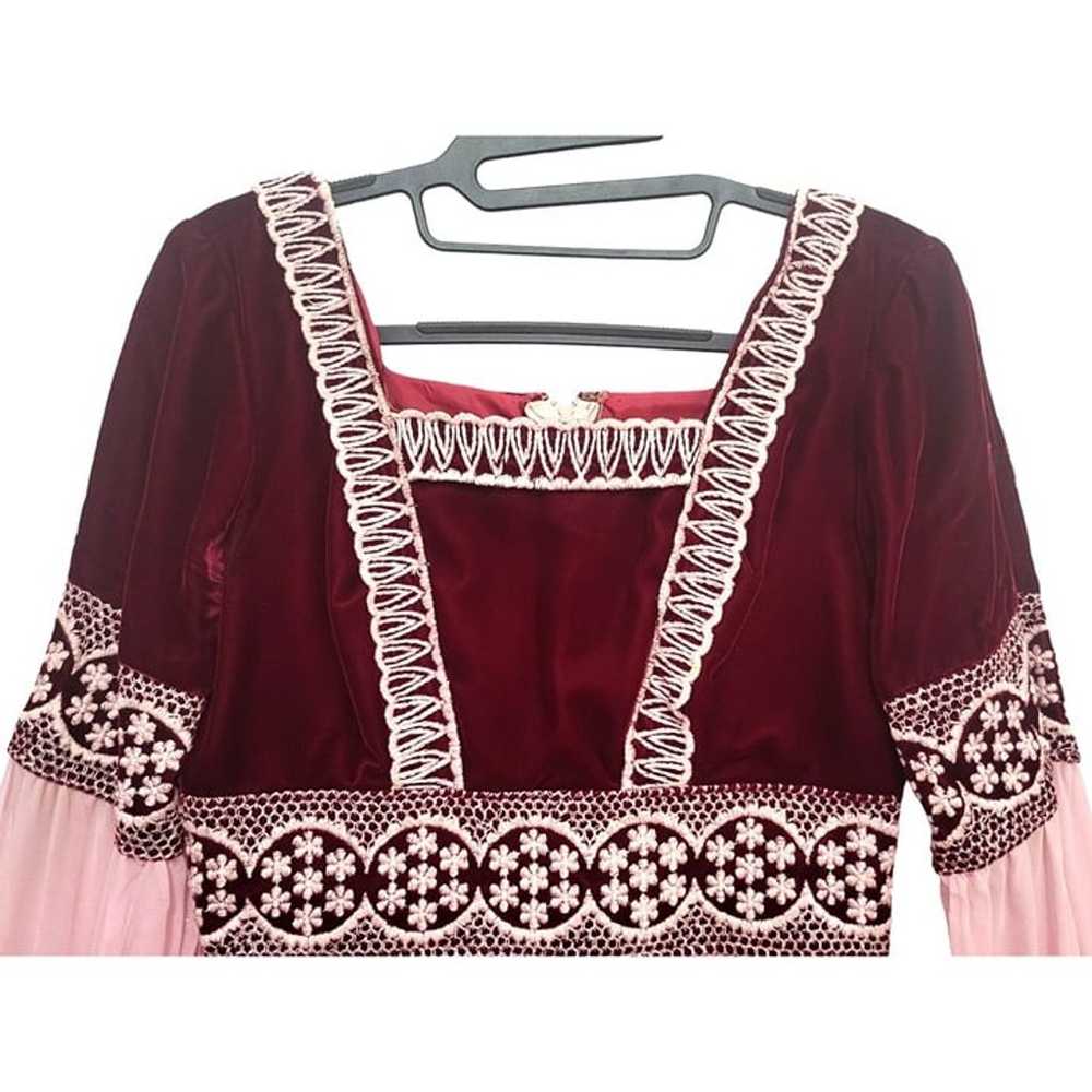 Vintage Medieval Renaissance Dress Romantic Pink … - image 2
